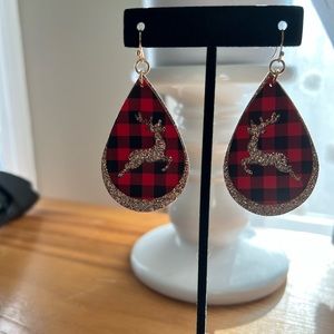 3/$10 MIX AND MATCH JEWELRY BUNDLE Fabric reindeer dangle earrings